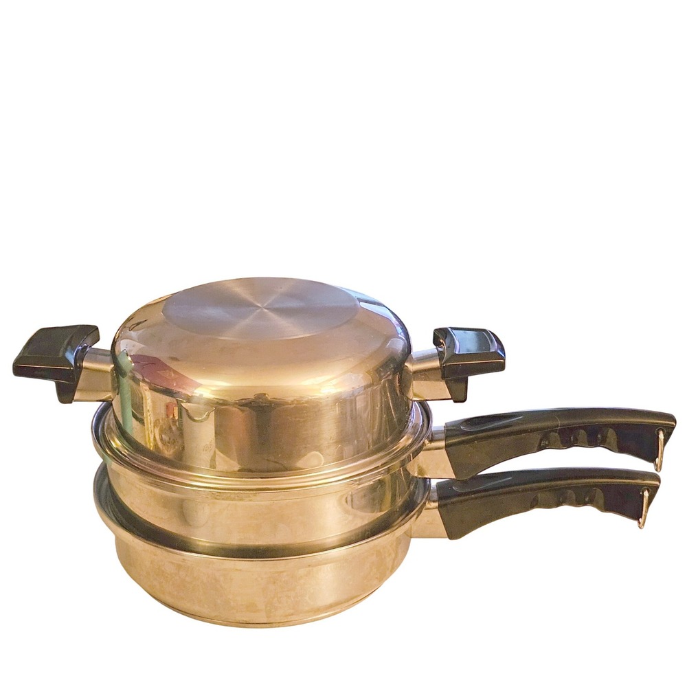 Lustre Craft 5-Ply T304 Stainless Steel Skillet Steamer Set Made in USA 9 Inch